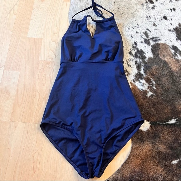 ATHLETA Navy High Neck Keyhole One Piece Scoop Back Swimsuit Size XXS‎ - Picture 2 of 9